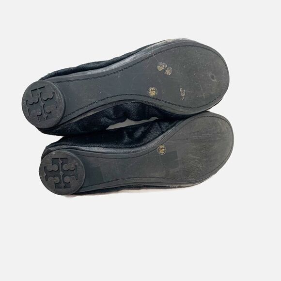 Tory Burch Eddie w/Binding- Haircalf/Mestico in Black Ballet Flats Women’s 6.5 M - Picture 4 of 11